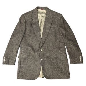 Vintage Hart Schaffner Marx Camel Blazer Men 42R Houndstooth 2-Button Sport Coat